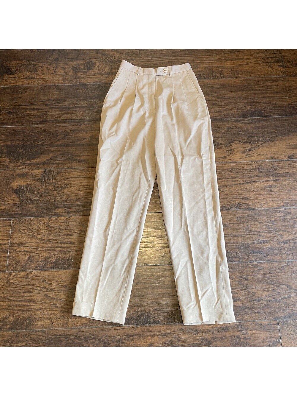 Vintage Rafaella Women's Pleated Cream Wool Pants - Size 6